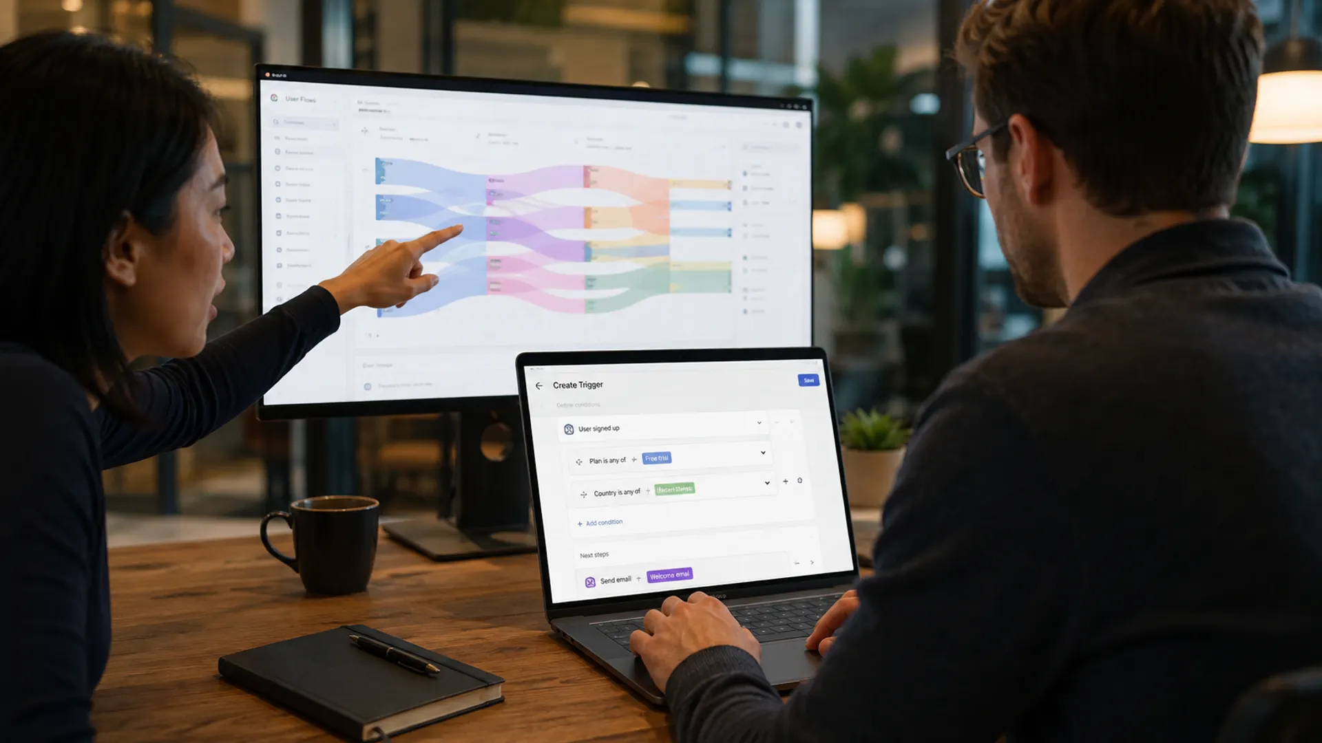 Product manager configuring an onboarding trigger in userStream visual editor